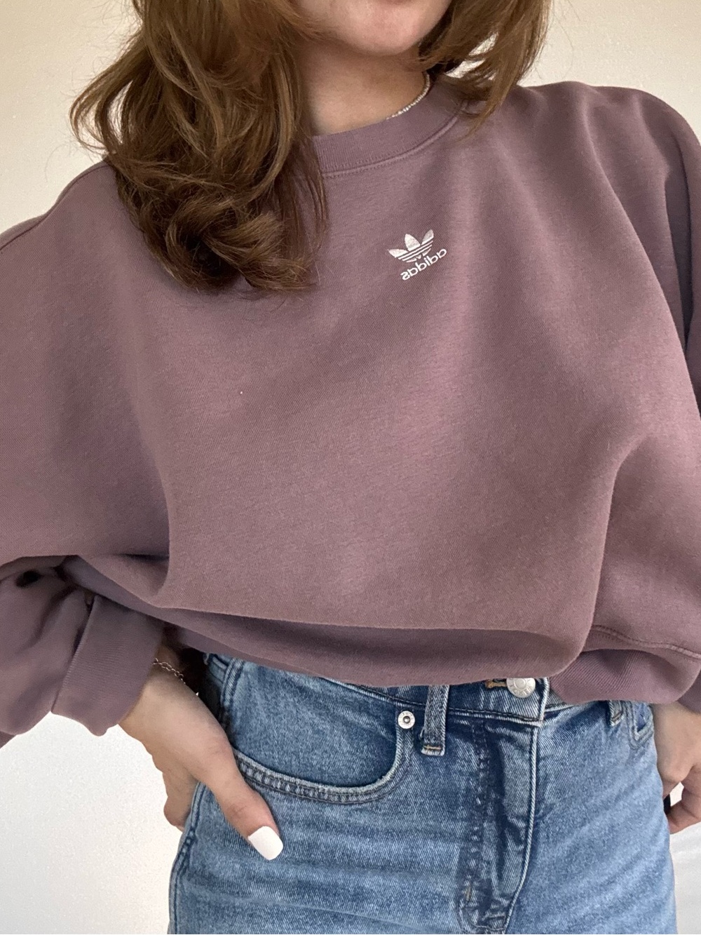 adidas Women's Mauve Crewneck Sweatshirt - Picture 3 of 6